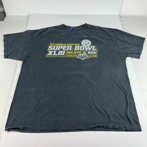 Reebok XLIII Super Bowl Champs Pittsburgh Steelers Shirt Extra Large Black Tee